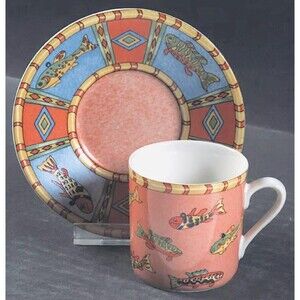 VTG. Essex Collection Splash by Siddhia Hutchinson Demitasse 3 Cup & Saucer Set